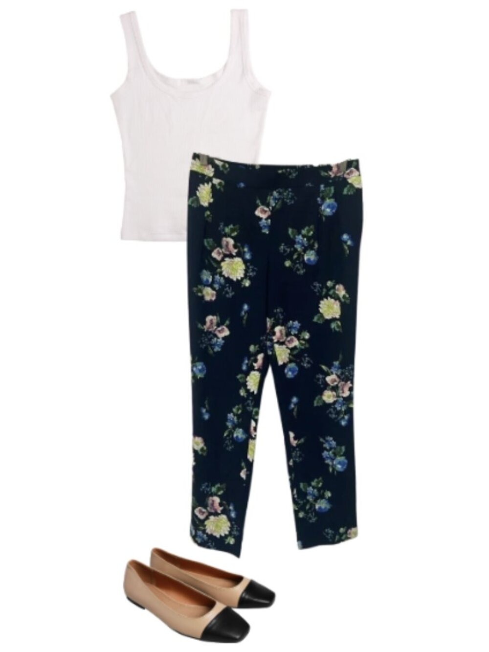 Cynthia Rowley LIKE NEW blue bold floral print pull on straight leg slacks S